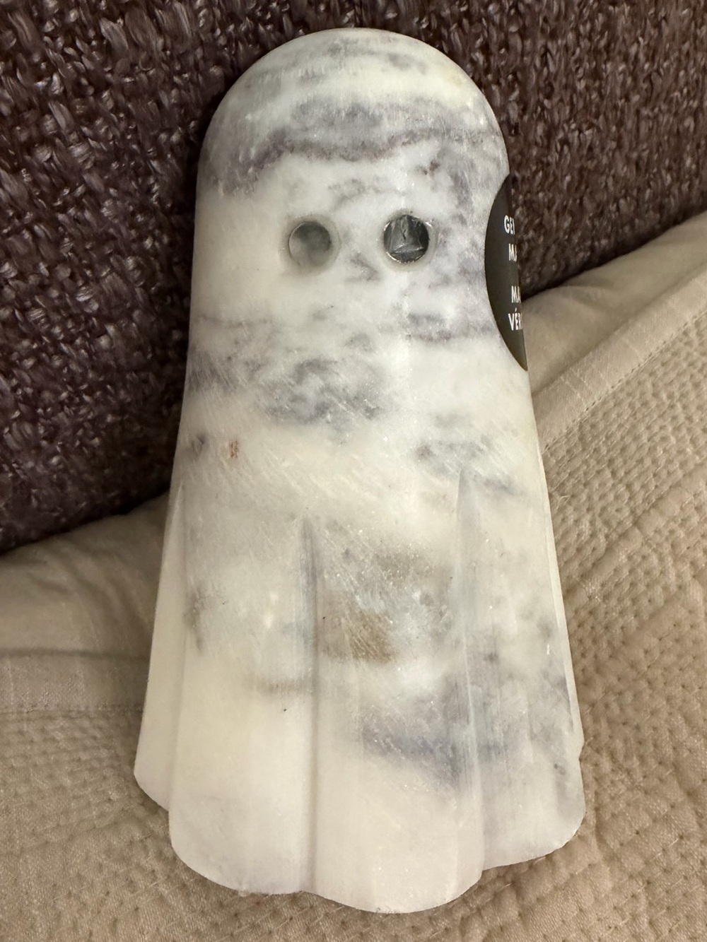 Home Goods Genuine Marble Ghost Figurine - White with Gray Veining Fall Decor